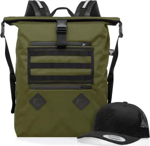 ~ AQUA RT Large Water-Proof Faraday Backpack/Black Hat Combo ~ Tracking/Hacking Defense ~ OD Green