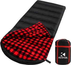 0 Degree Sleeping Bag 100% Cotton Big and Tall Flannel XXL Cold Weather Winter Sleeping Bag for Adults Camping Zero Degree