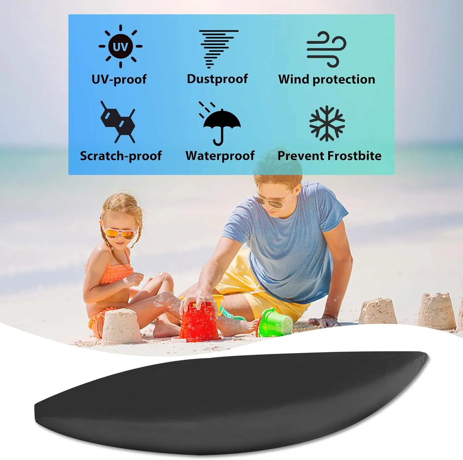 10-16FT Waterproof Kayak Covers for Outdoor Storage, Canoe Cover Accessories, Boat Cover Oxford Shade Marine Cockpit Dust Cover UV Protection Ultra Sunblock Shield for Fishing Boat Kayak Canoe
