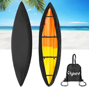 10-16FT Waterproof Kayak Covers for Outdoor Storage, Canoe Cover Accessories, Boat Cover Oxford Shade Marine Cockpit Dust Cover UV Protection Ultra Sunblock Shield for Fishing Boat Kayak Canoe