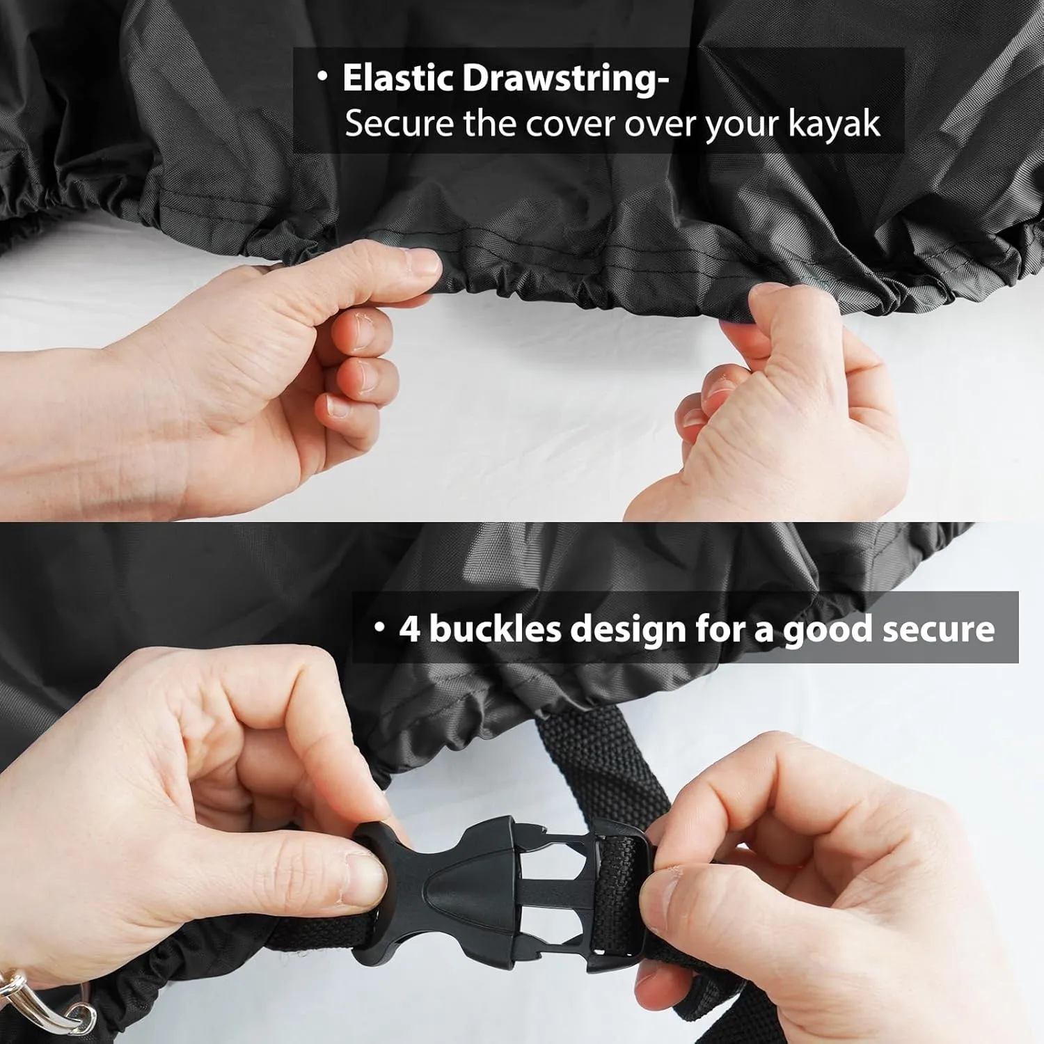 10-16FT Waterproof Kayak Covers for Outdoor Storage, Canoe Cover Accessories, Boat Cover Oxford Shade Marine Cockpit Dust Cover UV Protection Ultra Sunblock Shield for Fishing Boat Kayak Canoe