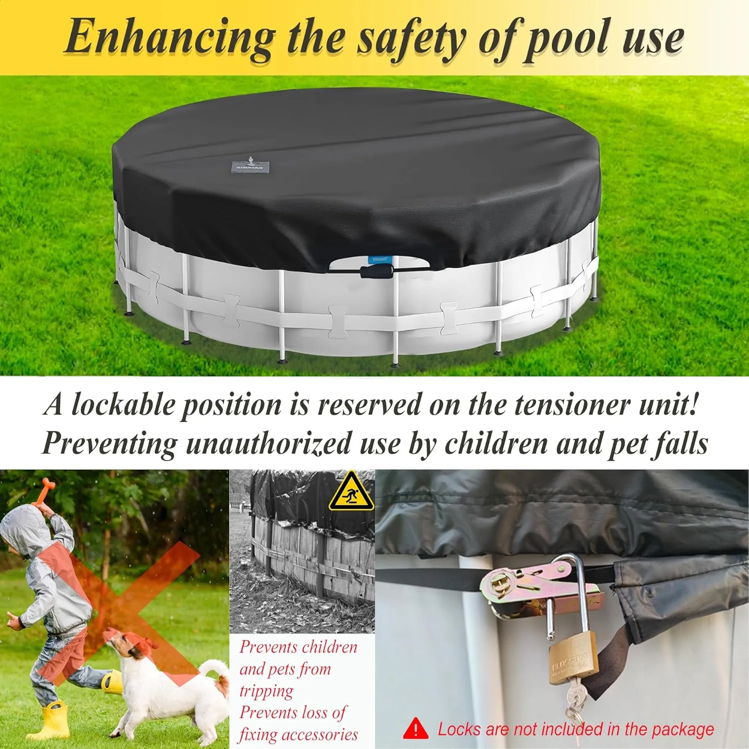 10 Ft Pool Cover 420D One-Piece Round Pool Cover, Quick Installation and dismantling Above Ground Pool Cover, One-Click Installation Solar Cover,Hydrophobic,UV Protected, Weather Resistant