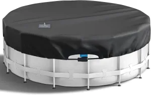 10 Ft Pool Cover 420D One-Piece Round Pool Cover, Quick Installation and dismantling Above Ground Pool Cover, One-Click Installation Solar Cover,Hydrophobic,UV Protected, Weather Resistant