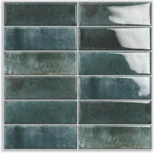 10 Sheets Subway Tile Peel and Stick Backsplash,12”×12”Blue Self Adhesive Wall Tiles Stick on Back Splash for Kitchen,Bathroom,Camper