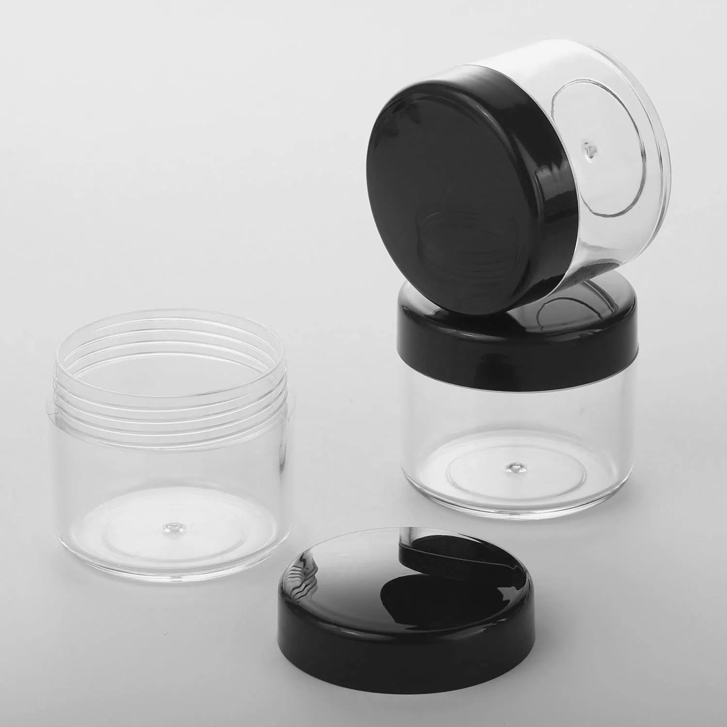 100 Count Refillable Cosmetic Containers with Lids 20 Grams Black Makeup Sample Jars for Beauty Products - Black