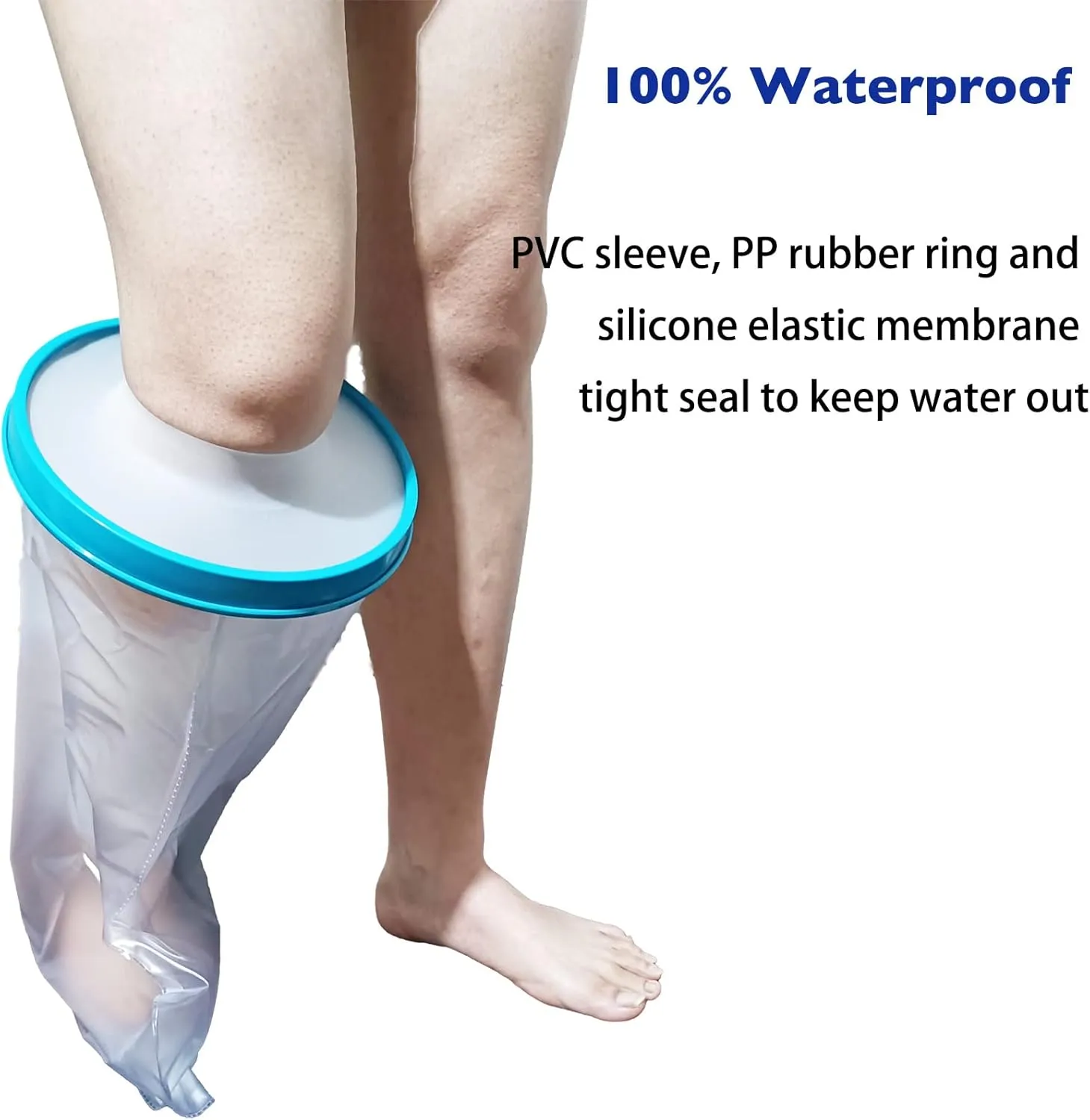 100% Waterproof Extra Wide Leg Cast Cover for Showering, Reusable Extra Large Adult Short Leg Cast Protector, Cast Bag for Shower, Cast Cover for Showering Foot