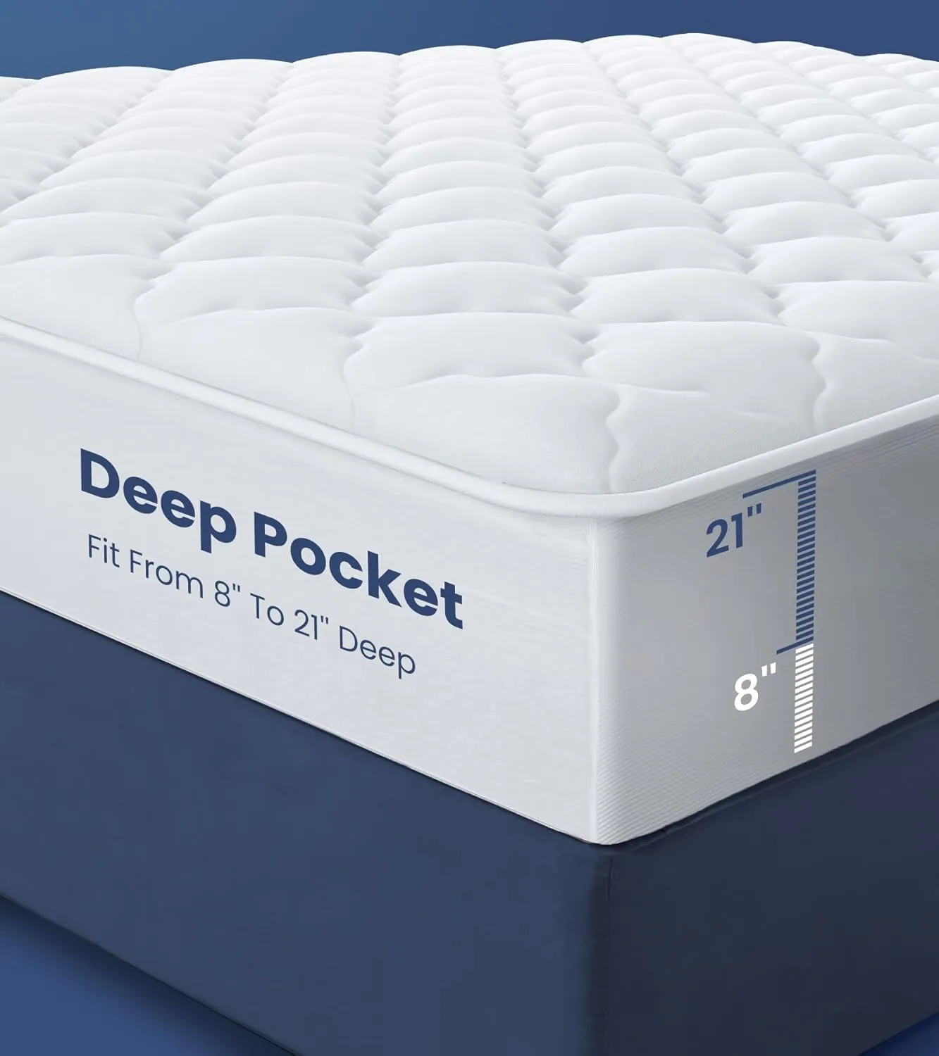 100% Waterproof Full Mattress Protector with 1.5X Thicker Filler, 3D Quilted Machine Washable Mattress Pad, Quiet Fitted Breathable Hypoallergenic Mattress Cover Vinyl-Free, Deep Pocket Fit 8-21''