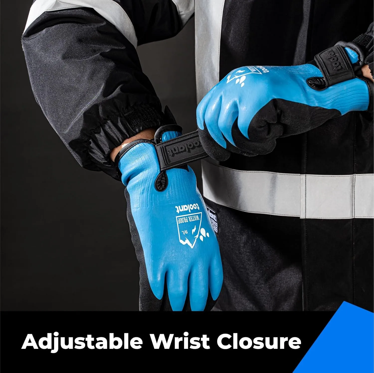 100% Waterproof Gloves for Men and Women, Winter Work Gloves for Cold Weather, Touchsreen, Thermal Insulated Freezer Gloves, With Grip, Blue, Large