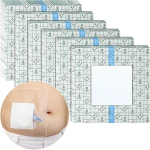 10.2"x10.2" Waterproof Dialysis Port Shower Covers Protector for Chest with No Glue On The Center, PICC Line Chest Port Shield Island Bandage Dressing Accessories, Pack of 25