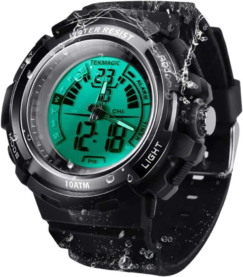 10ATM Waterproof Digital Scuba Diving Watch 100m Underwater for Swimming and Running with Stopwatch and Luminous LCD Display Built-in