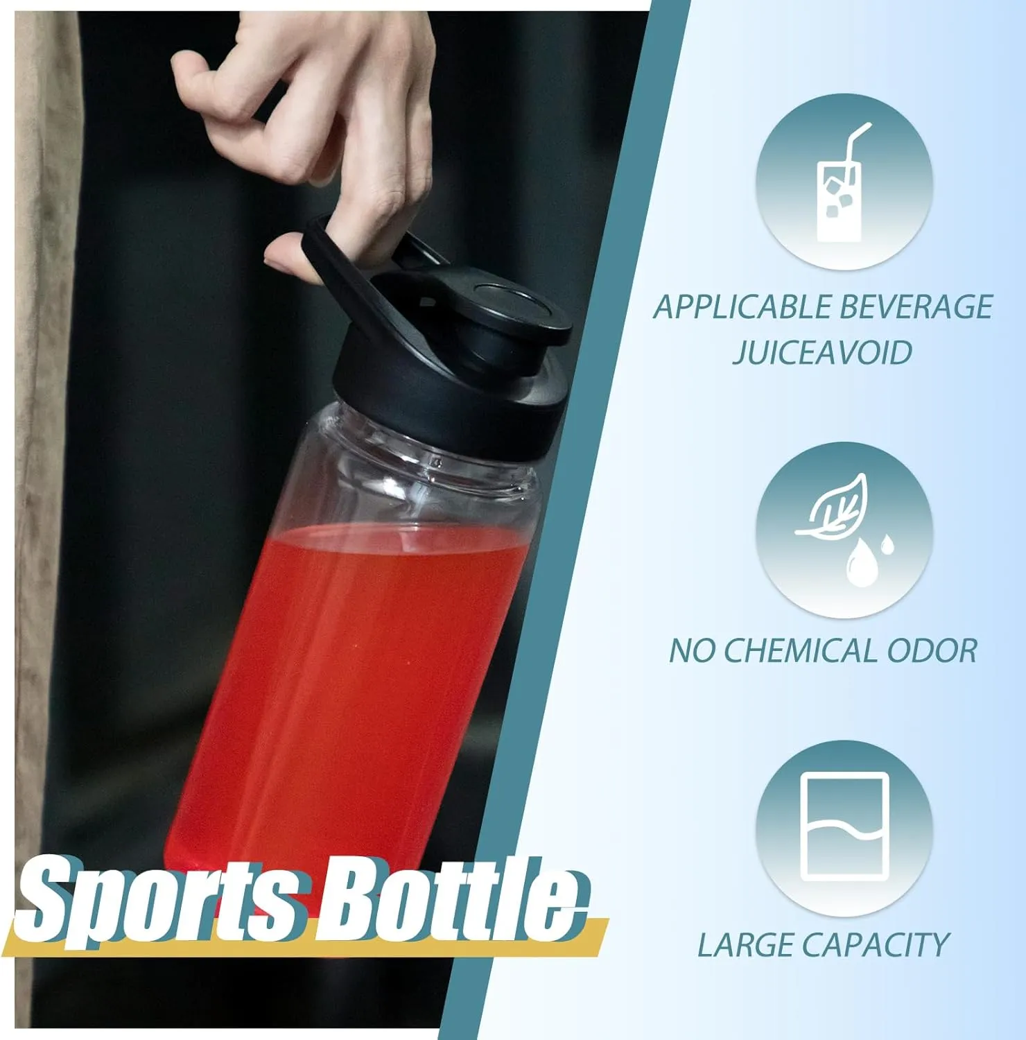 12 Pcs Plastic Sports Bottles 17 oz Reusable Water Bottles Bulk Portable Sports Drink Cups Pack with Handle for Kids Adults School Teams Gym Hike Camping Cycling(Clear)