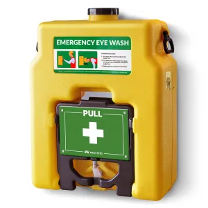 14 Gallon Portable Eye Wash Station, Wall Mount Eyewash Station OSHA-Approved, Emergency Eye Wash Station with Mirror & Dual Spray