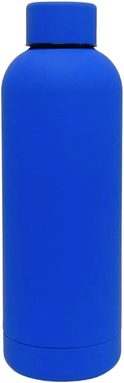 17oz Matte Finish Stainless Steel Water Bottle | Vacuum Insulated Travel Bottle | 12 hrs Hot & 18 hrs Cold | Smooth Rubber Finish Water Bottle (Dark Blue)