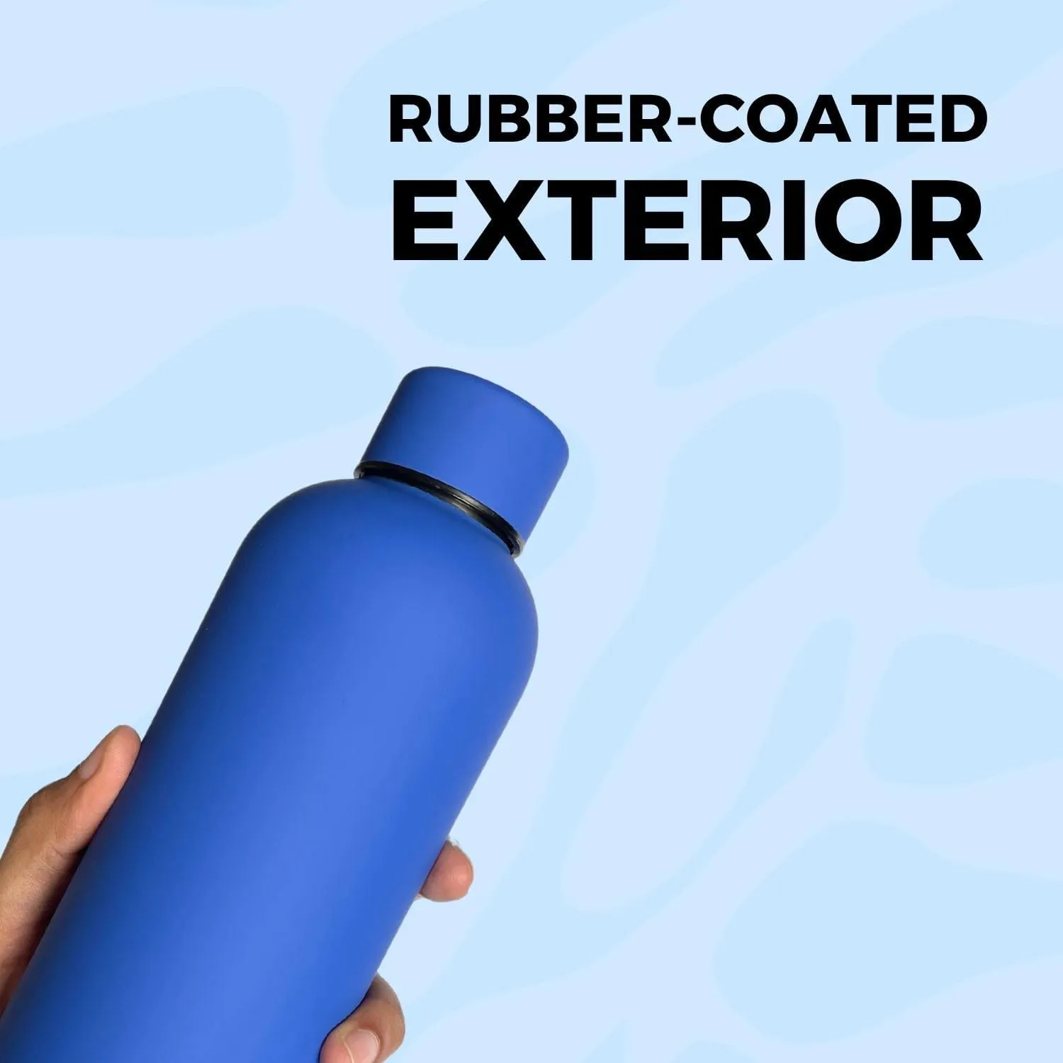 17oz Matte Finish Stainless Steel Water Bottle | Vacuum Insulated Travel Bottle | 12 hrs Hot & 18 hrs Cold | Smooth Rubber Finish Water Bottle (Dark Blue)