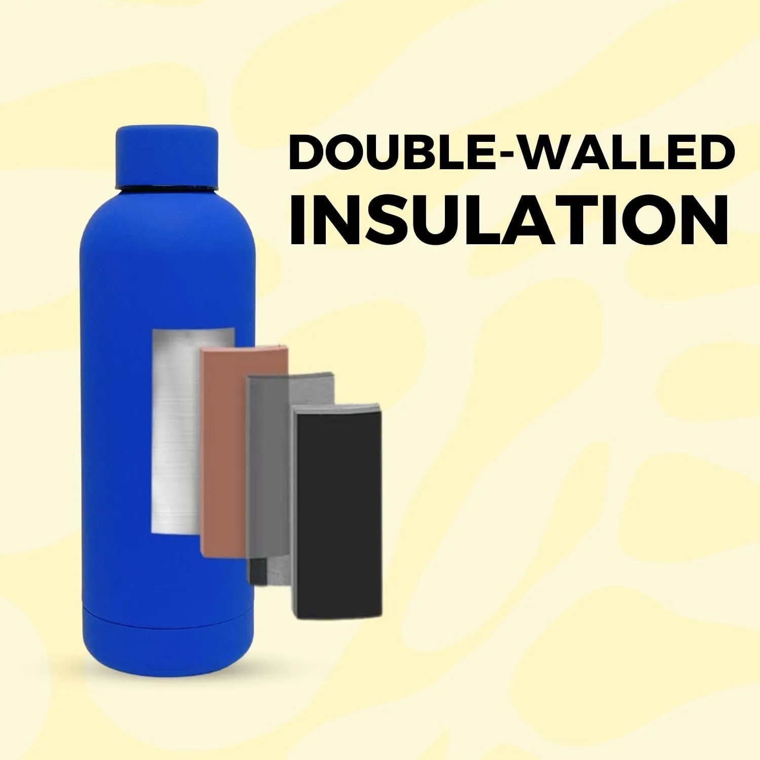 17oz Matte Finish Stainless Steel Water Bottle | Vacuum Insulated Travel Bottle | 12 hrs Hot & 18 hrs Cold | Smooth Rubber Finish Water Bottle (Dark Blue)