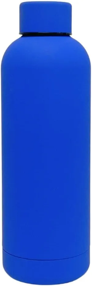 17oz Matte Finish Stainless Steel Water Bottle | Vacuum Insulated Travel Bottle | 12 hrs Hot & 18 hrs Cold | Smooth Rubber Finish Water Bottle (Dark Blue)
