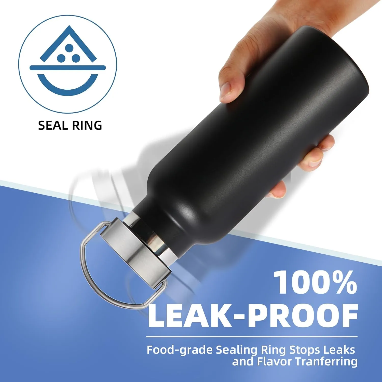 17oz Stainless Steel Water Bottle,Leak-Proof Sweat-Proof Travel Flask,Double Wall Vacuum Thermos,Portable Insulated Cup,Reuseble Metal Bottle for School Sports Hikers Kids,Mix(2Packs)