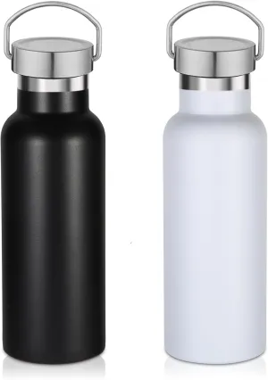 17oz Stainless Steel Water Bottle,Leak-Proof Sweat-Proof Travel Flask,Double Wall Vacuum Thermos,Portable Insulated Cup,Reuseble Metal Bottle for School Sports Hikers Kids,Mix(2Packs)