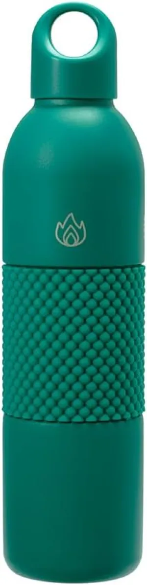 18 Oz Aqua Mesh Insulated Sports Water Bottle with Screw Top Lid, Leak Proof Stainless Steel Water Bottle with Handle, Spill Proof Thermos or Water Jug for Gym, Home or Office Chug-Kelly Green
