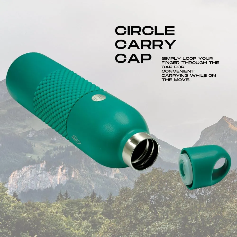 18 Oz Aqua Mesh Insulated Sports Water Bottle with Screw Top Lid, Leak Proof Stainless Steel Water Bottle with Handle, Spill Proof Thermos or Water Jug for Gym, Home or Office Chug-Kelly Green