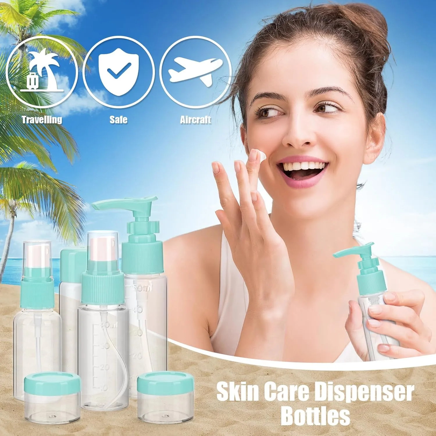 18 Pcs Travel Bottles Set for Toiletries, TSA Approved Travel Size Containers with Bandage Silicone Squeezable for Shampoo Conditioner Lotion Body Wash (Multicolour Blue Bag)