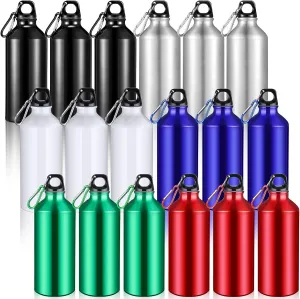 18 Pcs Water Bottles Multipack Bulk Graduation Gift Metal Aluminum Reusable Lightweight Sport End of Year Party Favor Leak Proof with Twist Cap Gym Hiking Outdoor Travel(Multicolor,20 oz)