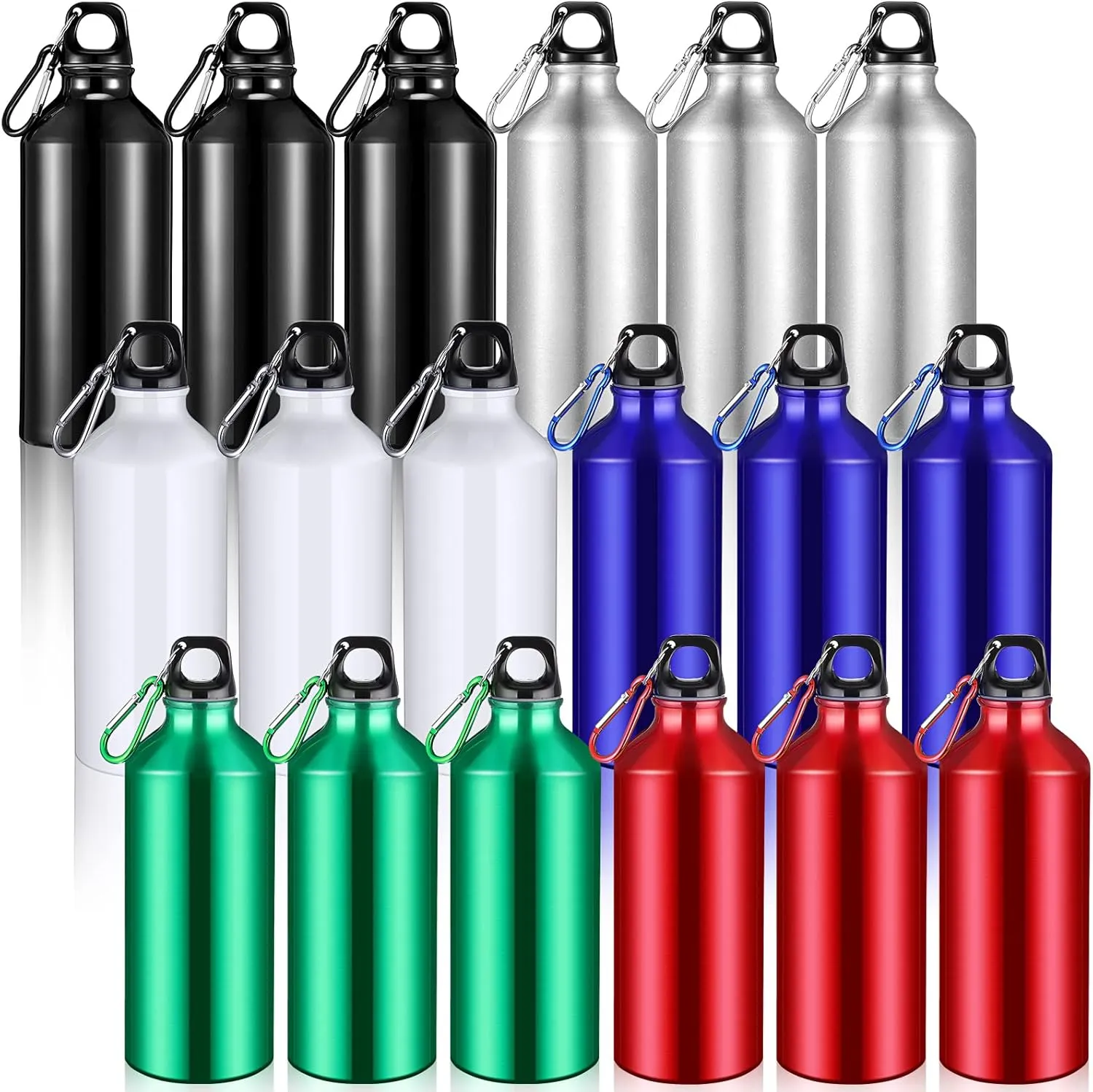 18 Pcs Water Bottles Multipack Bulk Graduation Gift Metal Aluminum Reusable Lightweight Sport End of Year Party Favor Leak Proof with Twist Cap Gym Hiking Outdoor Travel(Multicolor,20 oz)