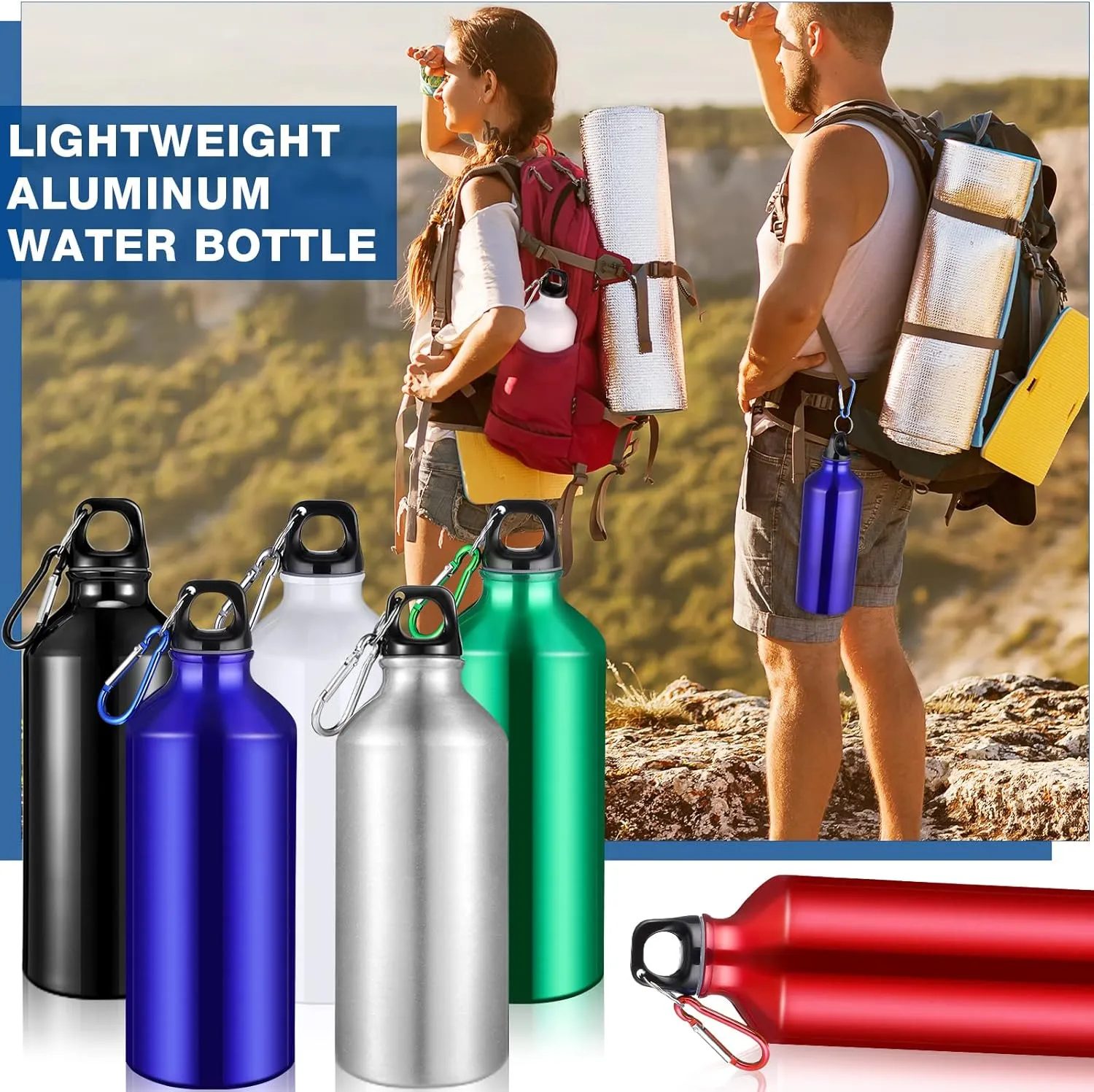 18 Pcs Water Bottles Multipack Bulk Graduation Gift Metal Aluminum Reusable Lightweight Sport End of Year Party Favor Leak Proof with Twist Cap Gym Hiking Outdoor Travel(Multicolor,20 oz)