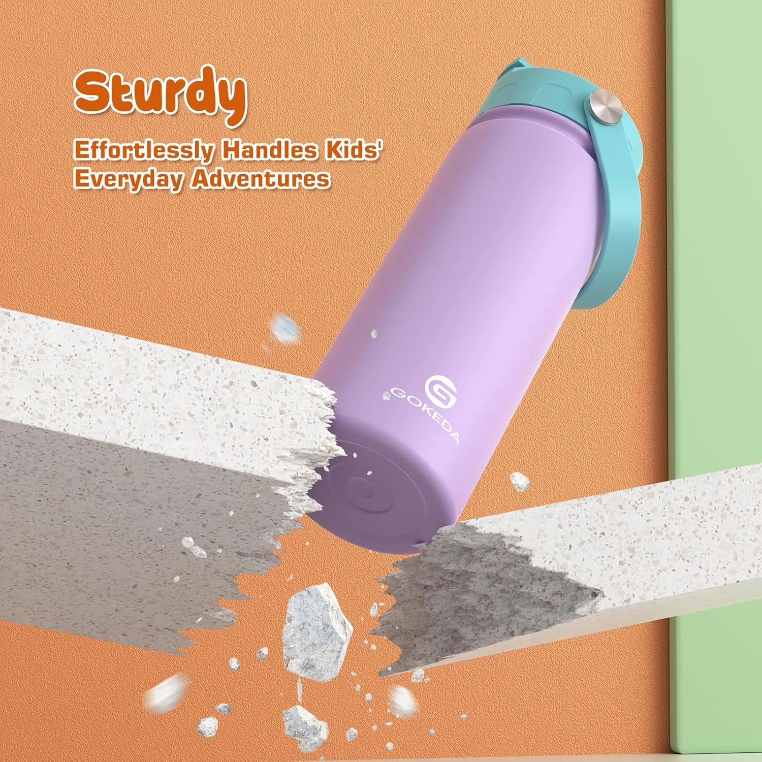 18oz Kids Water Bottle, Insulated Water Bottles with Stickers, 18/8 Stainless Steel Vacuum Leak Proof Straw Cup for School, Gifts for Girls(Purple)
