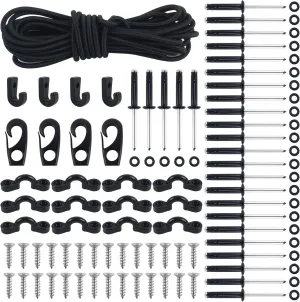 19.7 FT Bungee Cord Deck Rigging Kit,Kayak Rigging Kit with Deck Loops Tie Down Pad Eyes and J - Hooks and Bungee Cord Hook Screws & Rivets,Kayak Rigging Accessories for Kayaks Canoes Boat