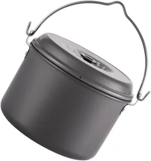 1Pc Durable Camping Pot with Folding Handle Capacity Outdoor Cookware for Hiking and Family Dining Lightweight Alumina Design for Campfire Cooking