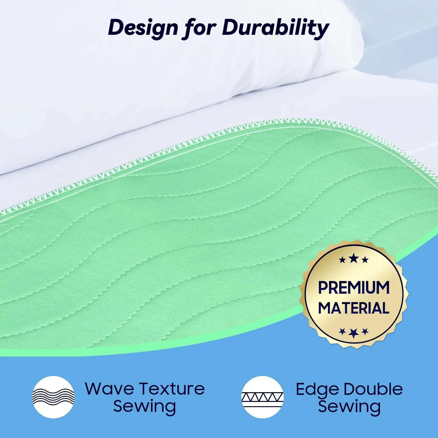 2 Pack 36” x 54” Extra Heavy Absorbency Washable Underpads, Waterproof Nursing Pads Incontinence Bed Pads, Reusable Washable Pee Pads for Dogs, Diaper Changing & Adults, Mattress Protector
