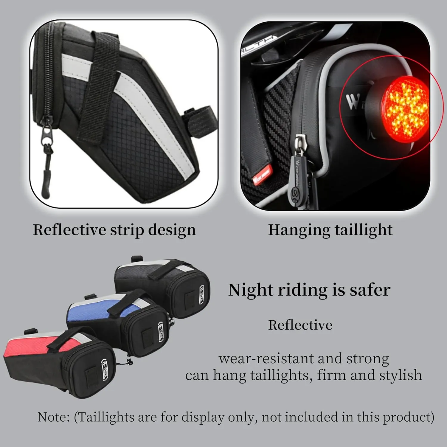 2 Pack Bike Seat Bag, Cycling Bag,Bicycle Saddle Bag,Bicycle Saddle Bag With reflective for a Safety ride Seat Bag, Bike Bag,bike bags for Mountain Road Bikes