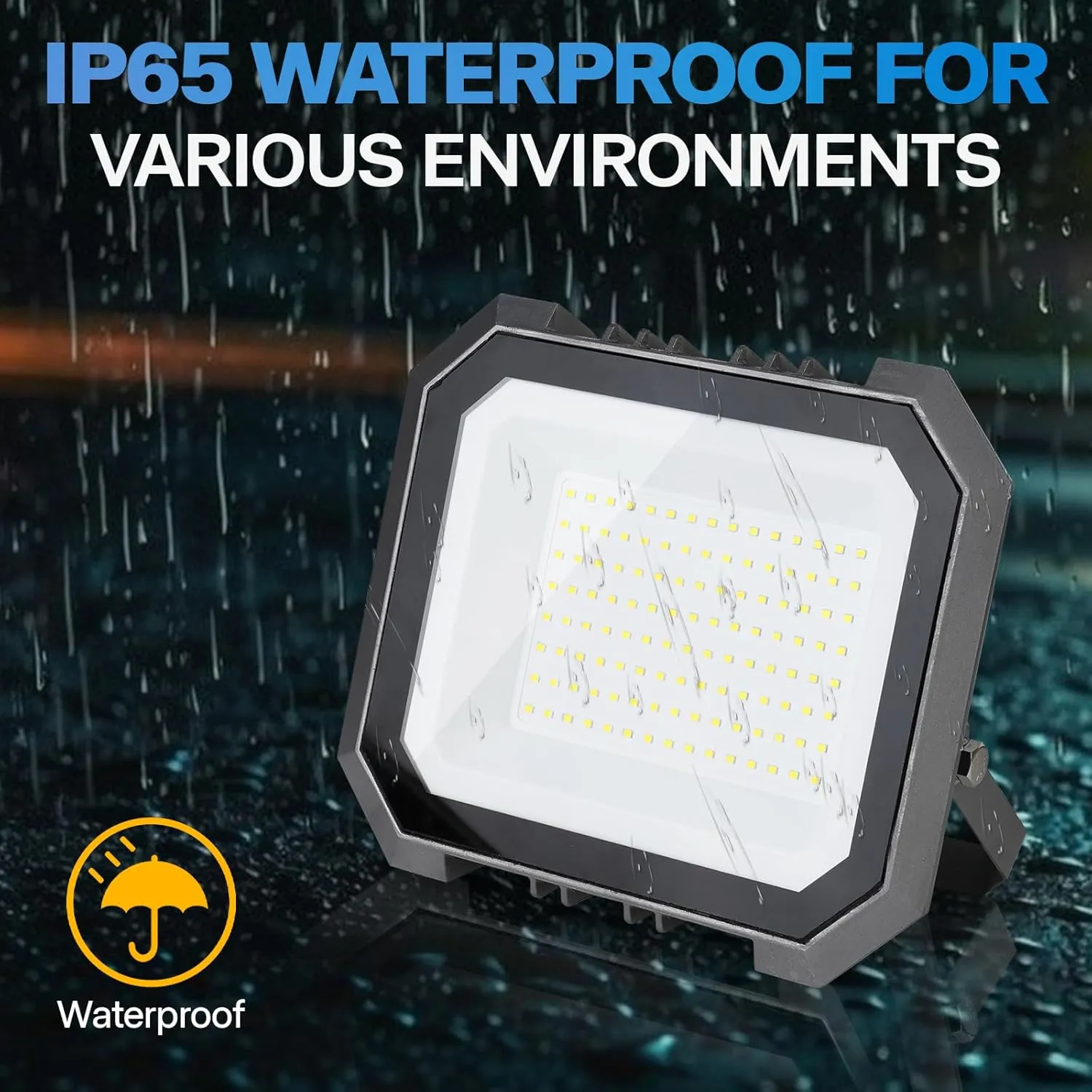 2 Pack LED Flood Lights Outdoor, 150W 15000LM Super Bright Floodlight Outside Work Light with 5.9FT Plug, IP65 Waterproof 6000K Outdoor LED Flood Light for Garage, Yard, Lawn, Garden