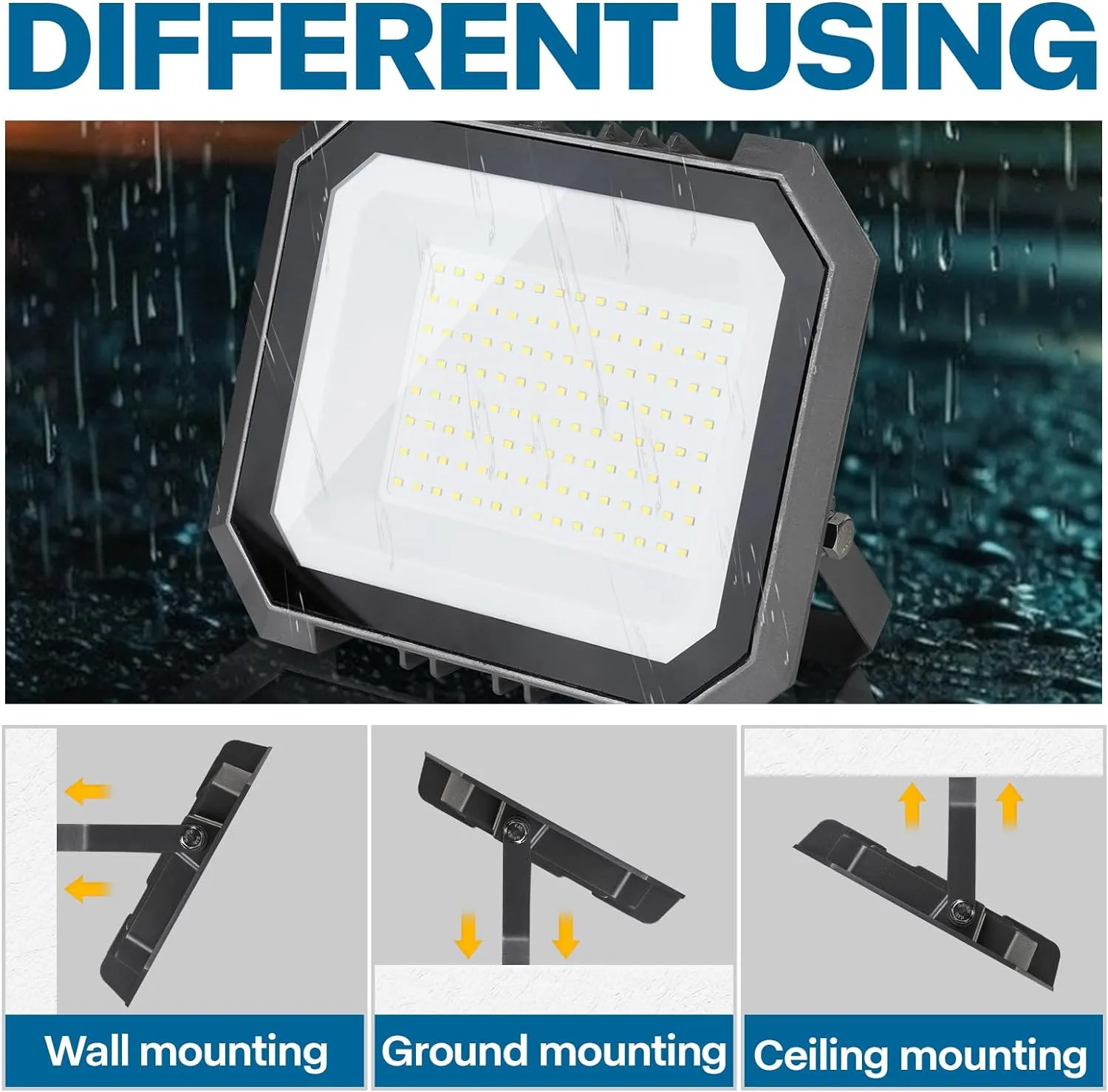 2 Pack LED Flood Lights Outdoor, 150W 15000LM Super Bright Floodlight Outside Work Light with 5.9FT Plug, IP65 Waterproof 6000K Outdoor LED Flood Light for Garage, Yard, Lawn, Garden