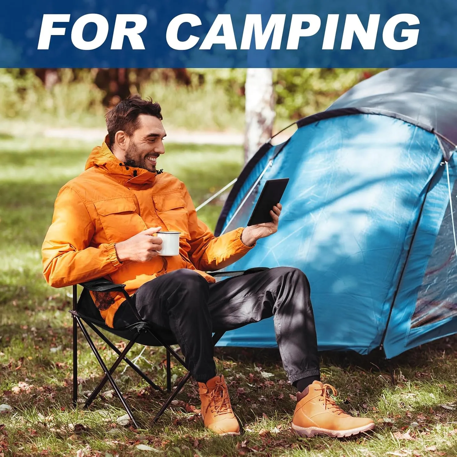 2 Pack Lightweight Camping Chairs, 300LBS Heavy-Duty Portable Folding Chairs with Carry Bag, Compact Design for Camping, Beach, Picnics, and Outdoor Event