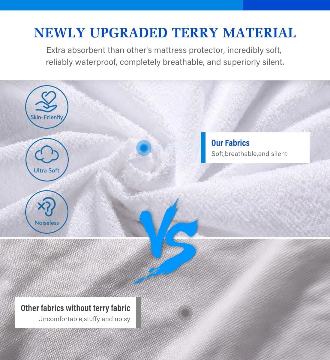 2 Pack Twin XL Mattress Protector,Mattress Cover Noiseless Waterproof Soft Breathable Terry for Pets Kids Adults 39" x 80"