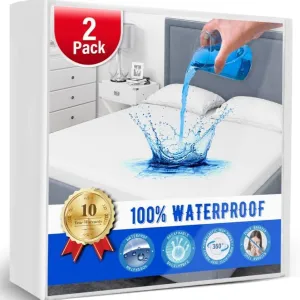 2 Pack Twin XL Mattress Protector,Mattress Cover Noiseless Waterproof Soft Breathable Terry for Pets Kids Adults 39" x 80"