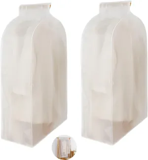 2 Pack Waterproof See-Through Garment Bag Clothes Cover Bag Duster Frosted Dress Top Organizer Zip Up Frameless Suit Protector with Magic Tap …