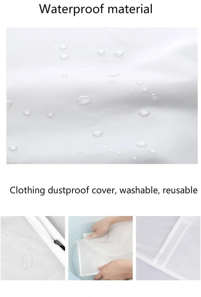 2 Pack Waterproof See-Through Garment Bag Clothes Cover Bag Duster Frosted Dress Top Organizer Zip Up Frameless Suit Protector with Magic Tap …
