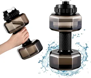 2 Pcs Dumbbell Water Bottle, 2. 2 l / 75 oz Gym Workout Water Bottles Big Capacity Petg Sports Fitness Exercise Gym Gift for Sports Lovers Grandfather Grandpa Father Day Men Women