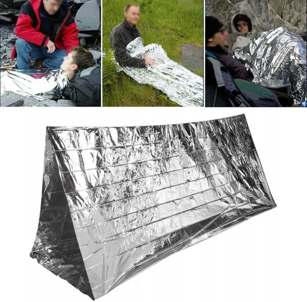20 Pack Mylar Emergency Blanket, 51.1 x 82.6 Inch Double Sided Silver Cold Weather Insulated Blankets, Survival Gear and Supplies for First Aid, Hiking, Shelter Bags