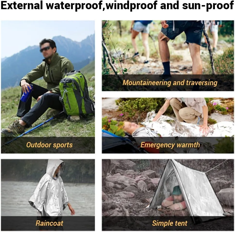 20 Pack Mylar Emergency Blanket, 51.1 x 82.6 Inch Double Sided Silver Cold Weather Insulated Blankets, Survival Gear and Supplies for First Aid, Hiking, Shelter Bags