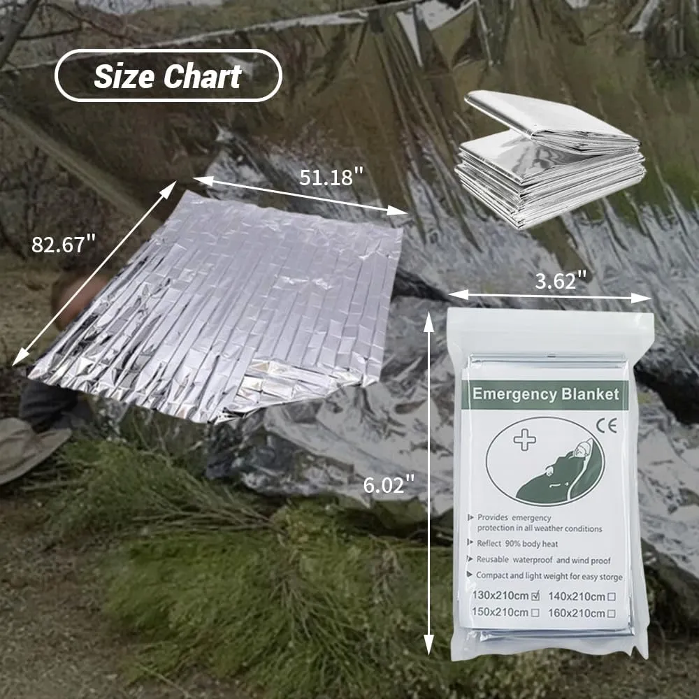 20 Pack Mylar Emergency Blanket, 51.1 x 82.6 Inch Double Sided Silver Cold Weather Insulated Blankets, Survival Gear and Supplies for First Aid, Hiking, Shelter Bags