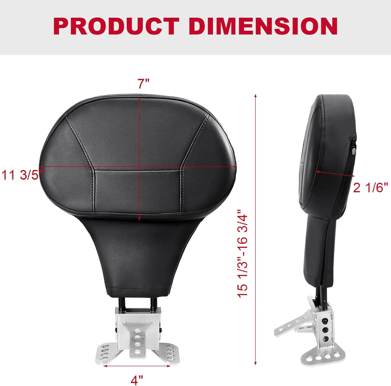 2009-2025 Adjustable Driver Rider Backrest compatible with Harley Davidson Touring Street Glide Road Glide Road King Ultra Limited Electra, Stitch Backrest Pad