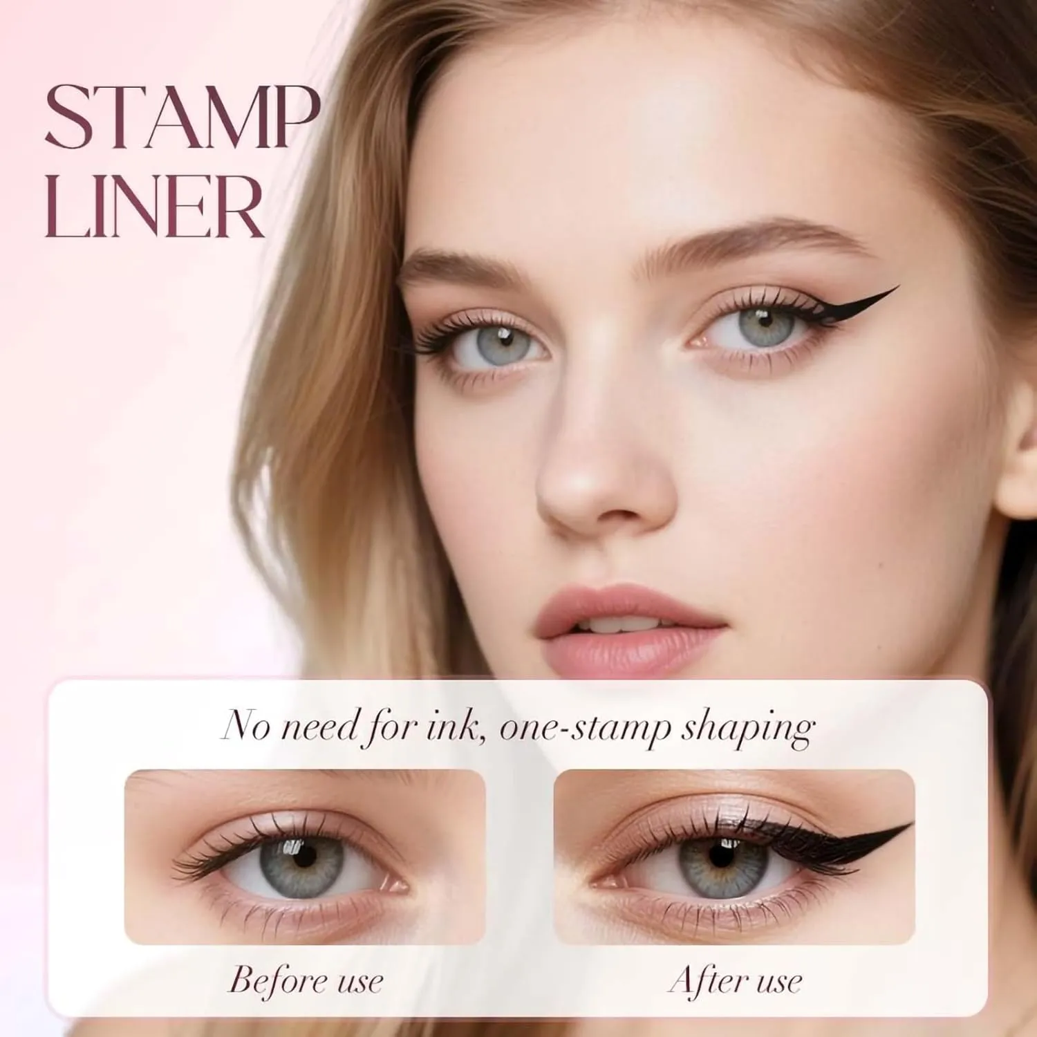 2025 New Foldable Eyeliner Stamp for Perfect Wings,Waterproof Winged Eyeliner Tool for Perfect Wings Smudge Proof Eyeliners Pen for Beginners (Brown)