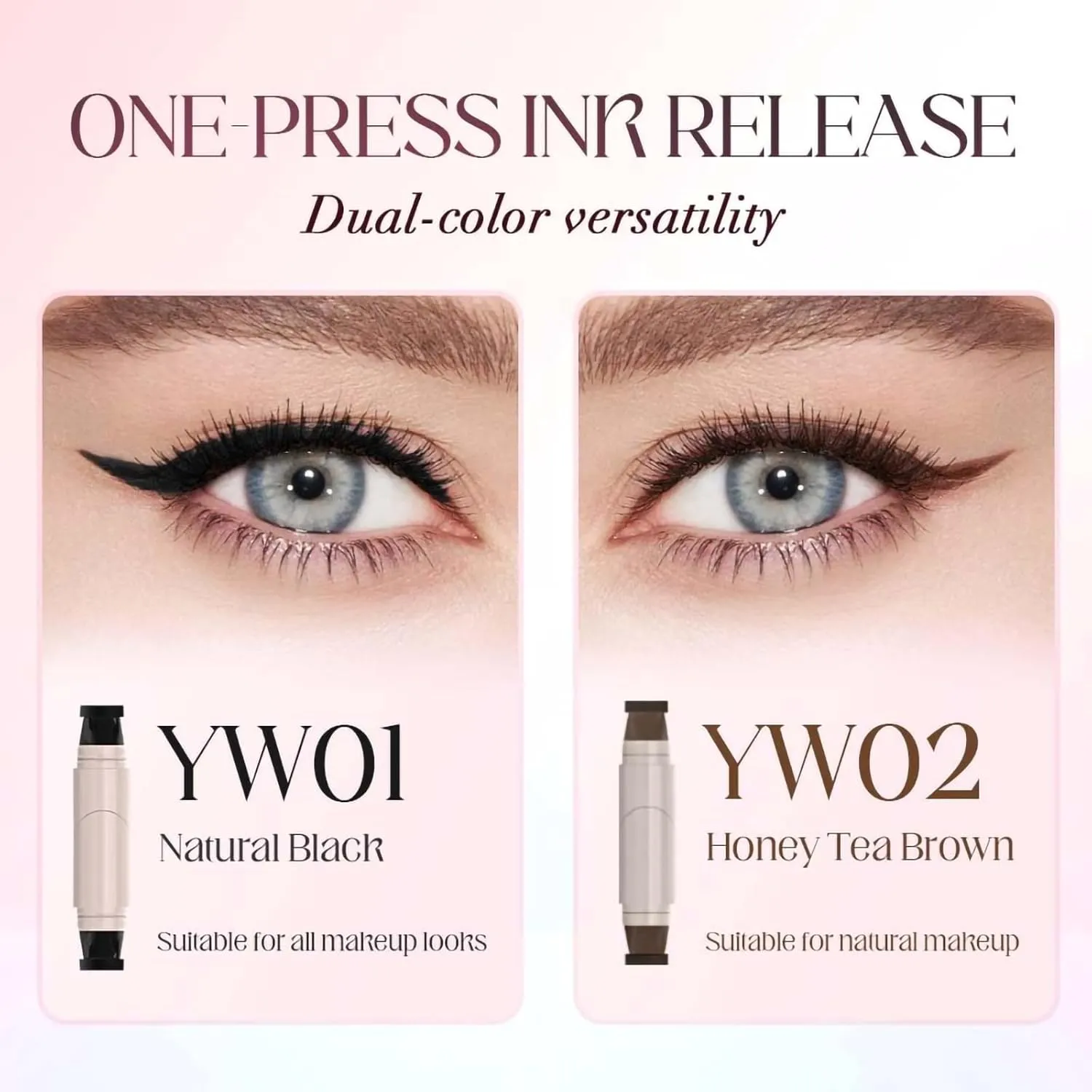 2025 New Foldable Eyeliner Stamp for Perfect Wings,Waterproof Winged Eyeliner Tool for Perfect Wings Smudge Proof Eyeliners Pen for Beginners (Brown)
