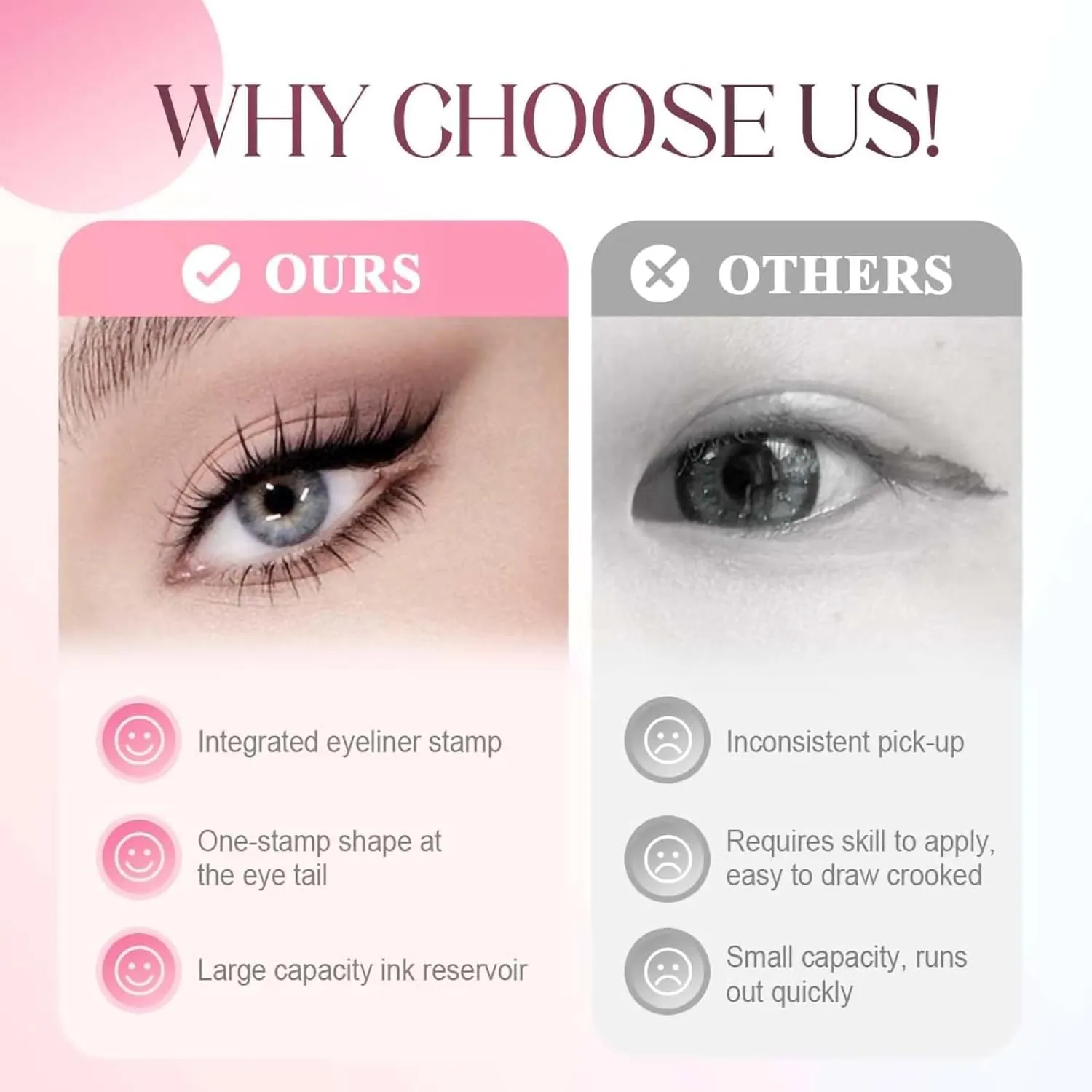 2025 New Foldable Eyeliner Stamp for Perfect Wings,Waterproof Winged Eyeliner Tool for Perfect Wings Smudge Proof Eyeliners Pen for Beginners (Brown)
