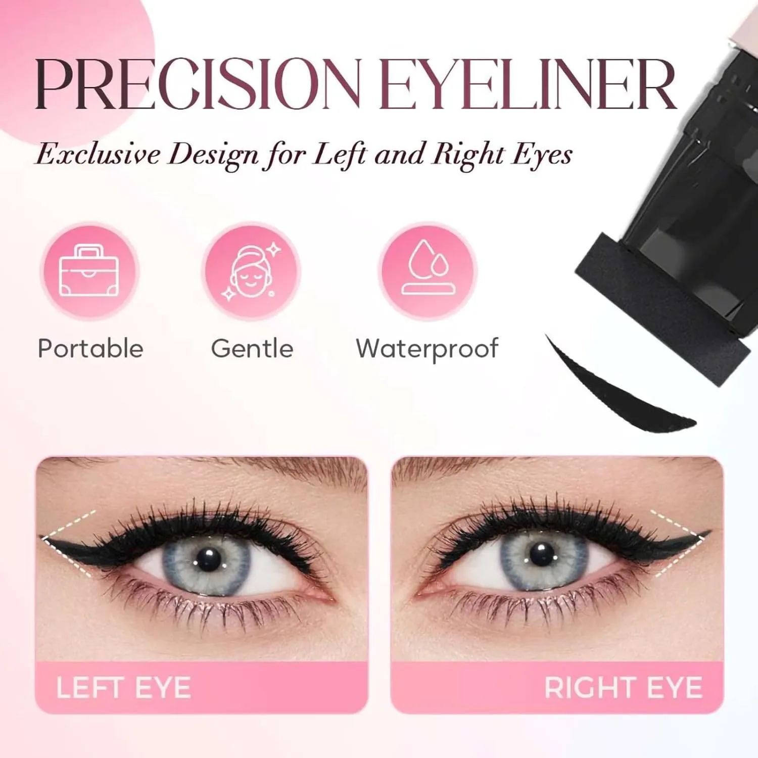 2025 New Foldable Eyeliner Stamp for Perfect Wings,Waterproof Winged Eyeliner Tool for Perfect Wings Smudge Proof Eyeliners Pen for Beginners (Brown)