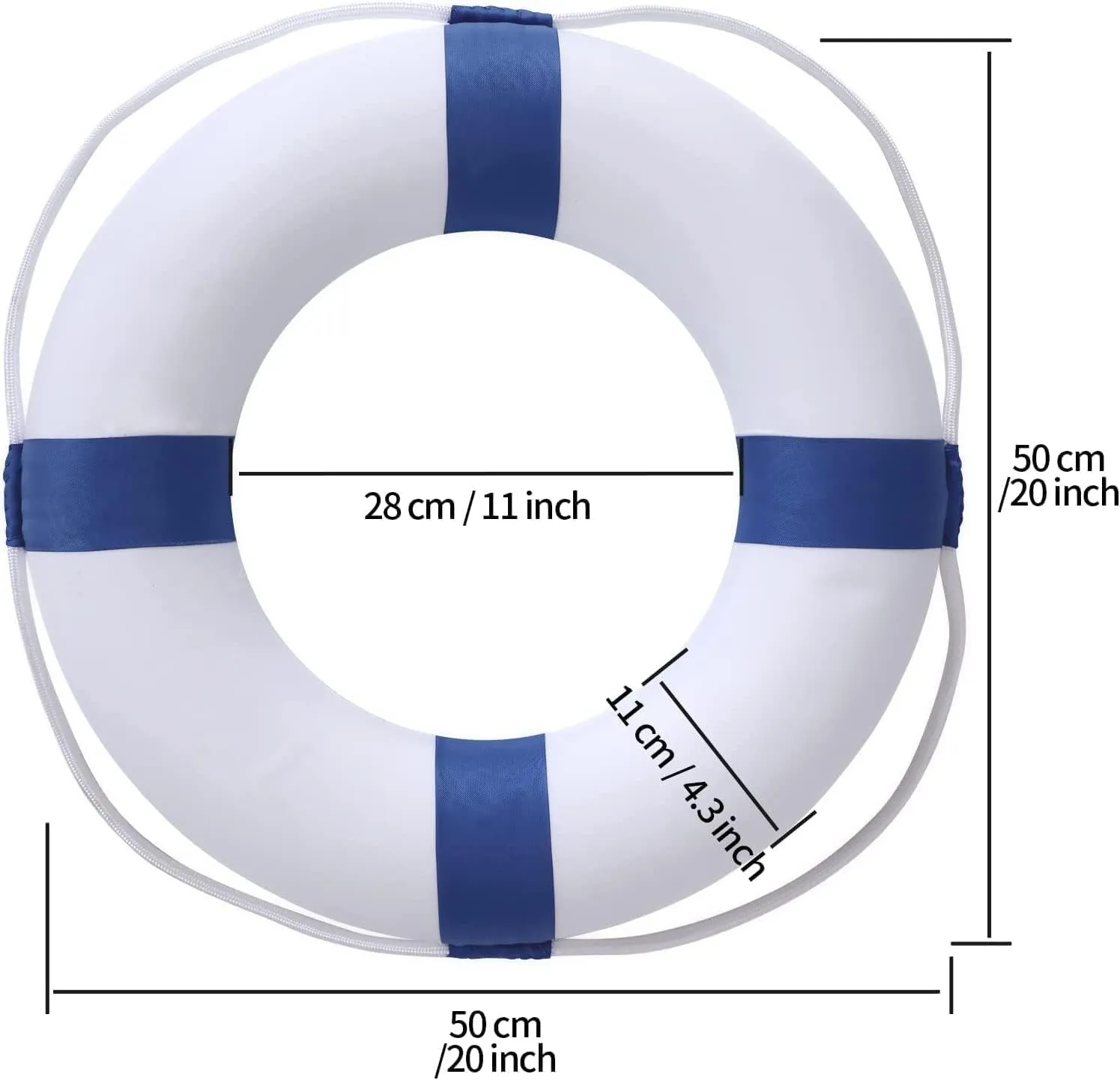 20Inch Throwable Lifebuoy Ring with 98.4FT Floating Rescue Rope - Emergency Flotation Device for Boating, Pool & Outdoor Water Safety, Heavy-Duty Foam Buoy & Perimeter Line Lifeguard Kit